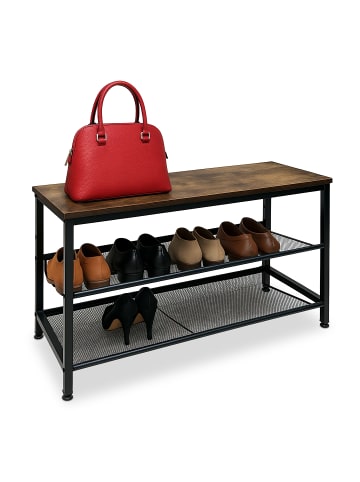 relaxdays Schuhregal in Schwarz/Braun - (B)80 x (H)45 x (T)30 cm