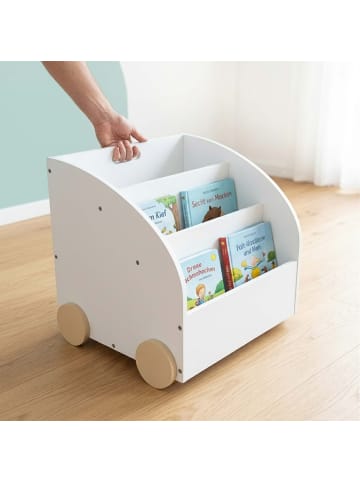 relaxdays Bücherregal „3 Fächer“ in Weiß/ Natur – (B)46 x (H)43,5 x (T)40 cm