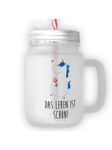 Mr. & Mrs. Panda Trinkglas Mason Jar Einhorn Spaziergang mit Spruch in Transparent