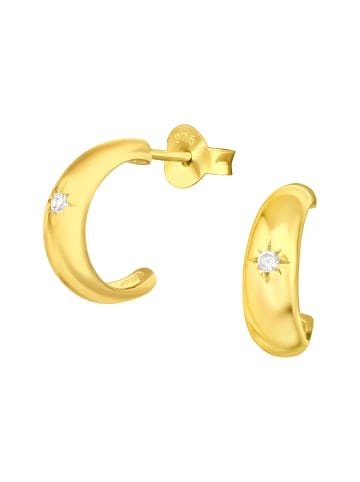 Alexander York Creolen STERN Kristall weiß in Gold aus 925 Sterling Silber, 2-tlg. in gold