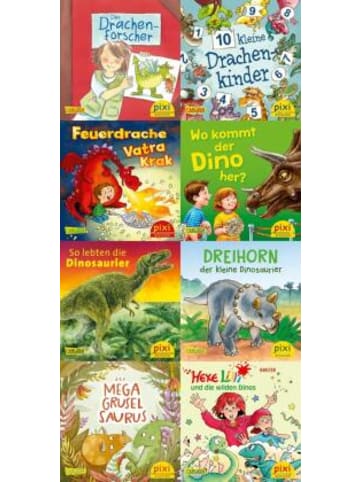 Carlsen Buch - Pixi-8er-Set 279: Dinos und Drachen bei Pixi (8x1 Exemplar), 8 Teile