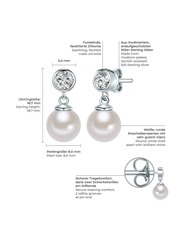 Rafaela Donata Ohrstecker aus Sterling Silber mit Zirkonia und Muschelkernperle in silber