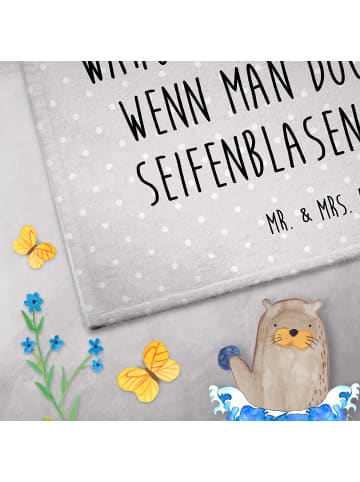 Mr. & Mrs. Panda Gästehandtuch Bär Seifenblasen mit Spruch in Grau Pastell