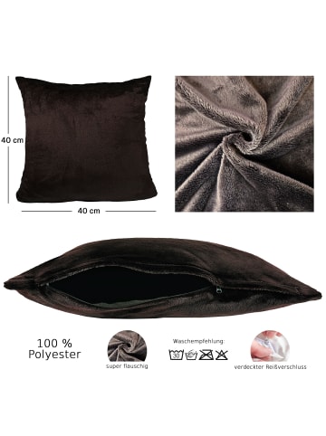 JACK 2er Set Teddy Flausch Kissenhülle Kissenbezug in Braun