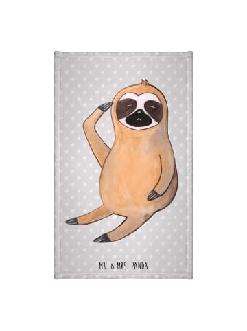 Mr. & Mrs. Panda Gästehandtuch Faultier Vogel ohne Spruch in Grau Pastell