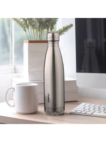 relaxdays Edelstahl-Trinkflasche in Silber - 500 ml
