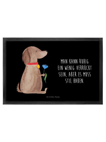 Mr. & Mrs. Panda Schmutzmatte Hund Blume mit Spruch in Schwarz