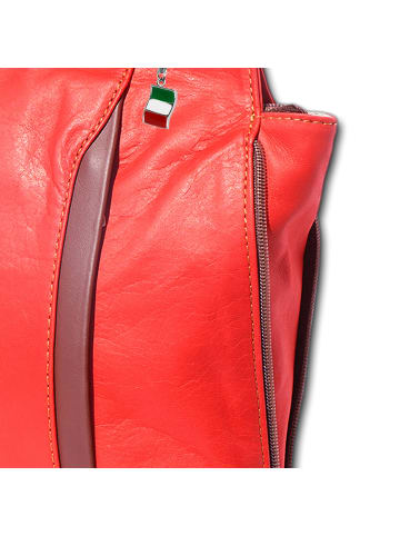 Florence Schultertasche, Cityrucksack Leder rot, braun ca. 29cm