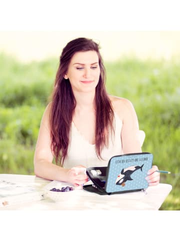 Mr. & Mrs. Panda Menschrmäppchen Orca Zylinder mit Spruch in Blau Pastell