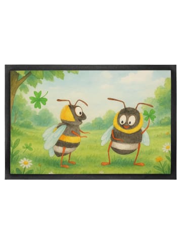 Mr. & Mrs. Panda Fußabtreter Bienen Paar Design ohne Spruch in Weiß