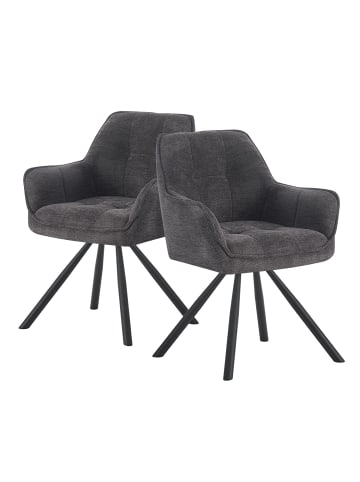 DUBI Möbel 2er-Set: Drehstuhl THOMAS-LENI in Schwarz - (B)61 x (H)81 x  (T)62 cm