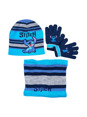Lilo & Stitch 3-tlg. Winter Mütze Set: Disney Stitch  in Dunkelblau