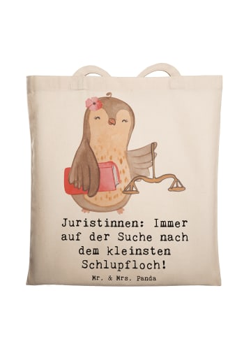 Mr. & Mrs. Panda Stofftasche Juristin Schlupfloch mit Spruch in Creme