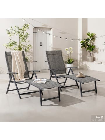home24 Gartenliege Lindy 2er-Set in Grau