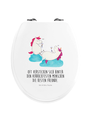 Mr. & Mrs. Panda Klobrille Einhorn Sekt mit Spruch in Weiß