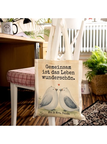 Mr. & Mrs. Panda Uni Tasche Tauben Liebe Design mit Spruch in Weiß