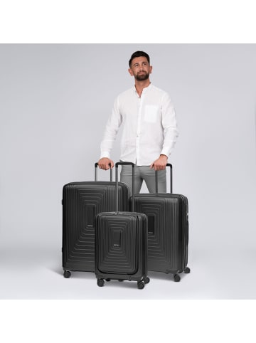 Redolz Essentials 14 4 Rollen Kofferset 3-teilig mit Dehnfalte in black metallic