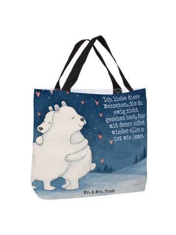 Mr. & Mrs. Panda Strandtasche Eisbär Umarmen Design mit Spruch in Weiß