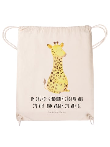 Mr. & Mrs. Panda Sportbeutel Giraffe Zufrieden mit Spruch in Creme