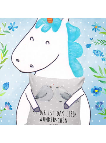 Mr. & Mrs. Panda kuschelkissen 40x40 Turteltauben Liebe mit Spruch in Grau Pastell