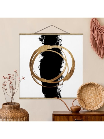 WALLART Stoffbild - Abstrakte Formen - Gold und Schwarz in Gold