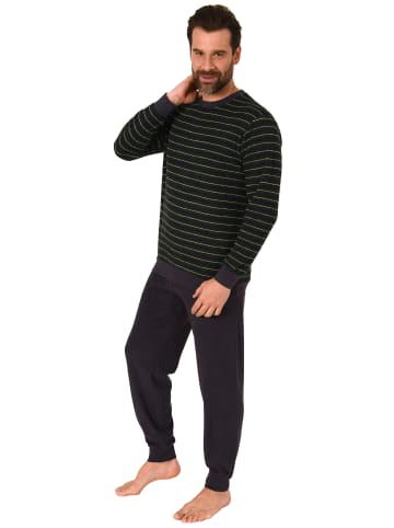 NORMANN langarm Frottee Pyjama Schlafanzug Bündchen - 67714 in grün