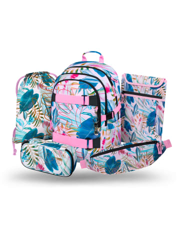 BAAGL 5-tlg. Set: Schulrucksack Skate in Violett Leafs
