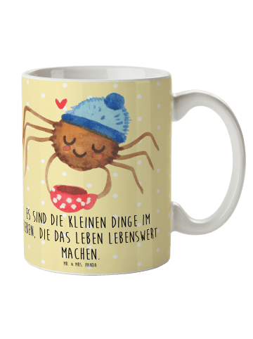 Mr. & Mrs. Panda Tasse Spinne Agathe Kaffee mit Spruch in Gelb Pastell