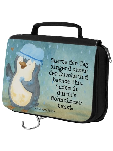 Mr. & Mrs. Panda Kulturbeutel Pinguin Duschen Design mit Spruch in Weiß