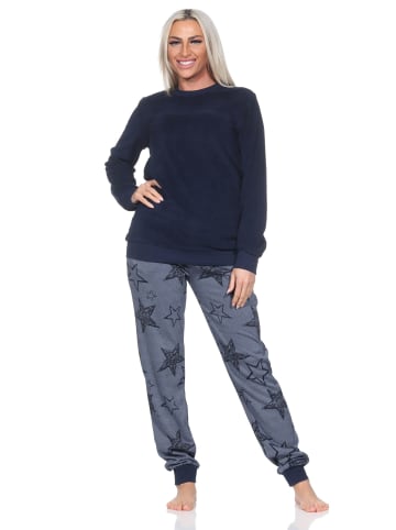 NORMANN Frottee Schlafanzug langarm Bündchen Sterne - 87124 in marine