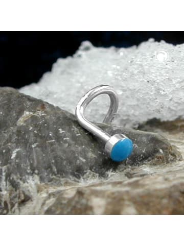 Gallay Nasenstecker 2,5mm Spirale mit Email-Punkt blau Silber 925 in silber/blau