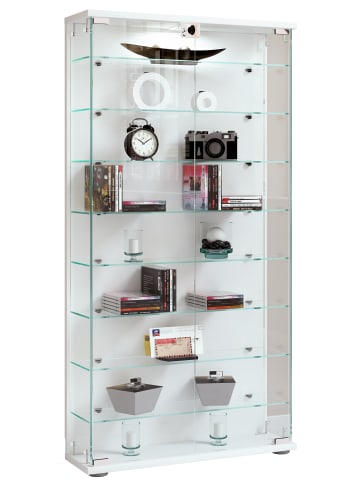 VCM  Holz Glas Stand Vitrine Regal Stelas L in Weiß