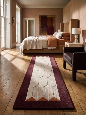 KADIMA DESIGN Wollteppich fussbodenheizung-geeignet DARENT Wabenmuster Flur in Bordeauxrot