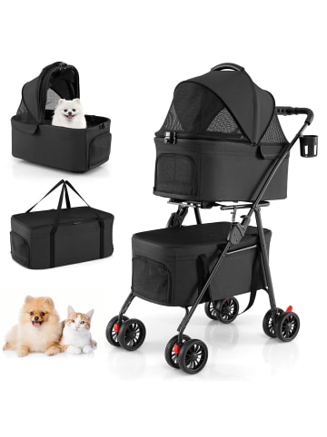 COSTWAY 3 in 1 Hundewagen klappbar in Schwarz