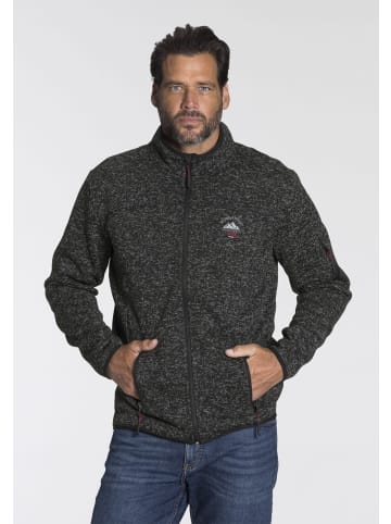 Man's World Strickfleecejacke in schwarz meliert