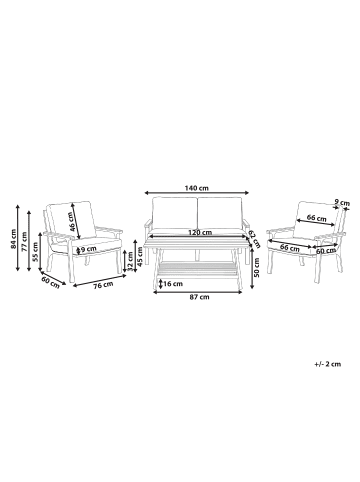 Beliani 4-tlg Lounge Set ORERO in Beige/Weiß/Braun