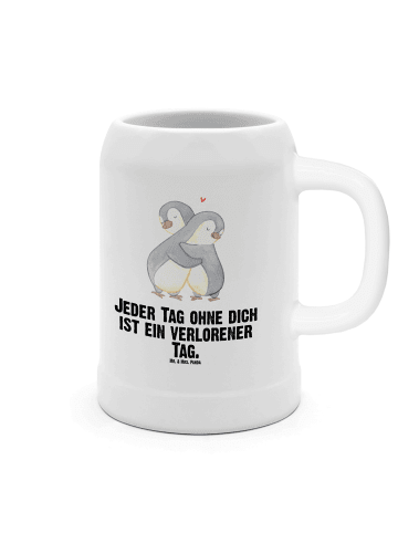 Mr. & Mrs. Panda Bierkrug Pinguine Kuscheln mit Spruch in Weiß