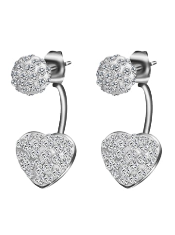 Adeliás Damen Ohrringe – Ohrstecker aus Edelstahl mit Strass Steinchen in silber