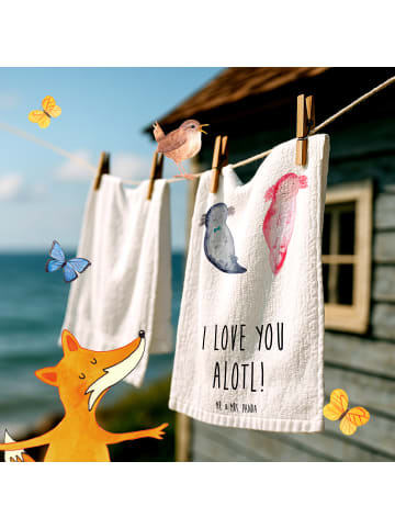Mr. & Mrs. Panda Handtuch Axolotl Liebe mit Spruch in Weiß