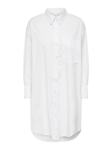 ONLY Extra Lange Hemd Bluse Langarm Shirt Business Tunika ONLMATHILDE in Weiß
