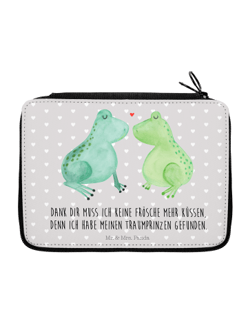 Mr. & Mrs. Panda Etui für Stifte Frosch Liebe mit Spruch in Grau Pastell