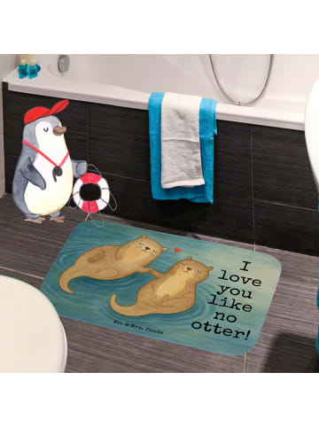 Mr. & Mrs. Panda Badematte Otter Hände halten Design mit Spruch in Weiß