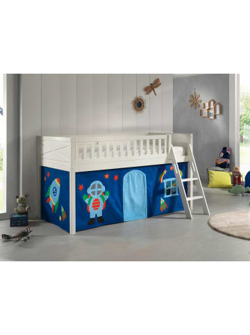 58 aufm Kessel KINDERBETT Karyl 208x114x135 Massivholz Weiß Textilset Astro 1