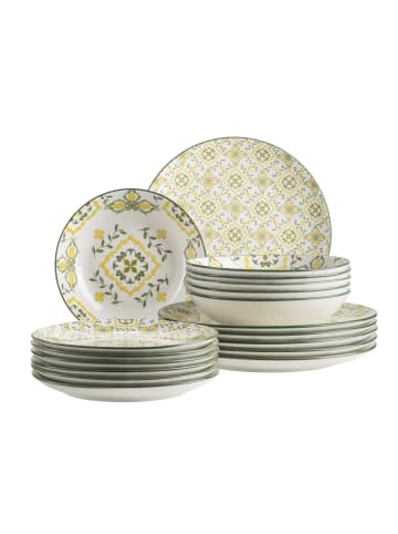 Mäser Teller Set, Porzellan Granada in Gelb / Grün