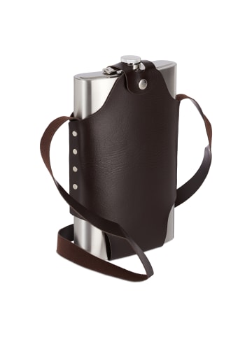 relaxdays 5x Flachmann in Silber - 1,8 l