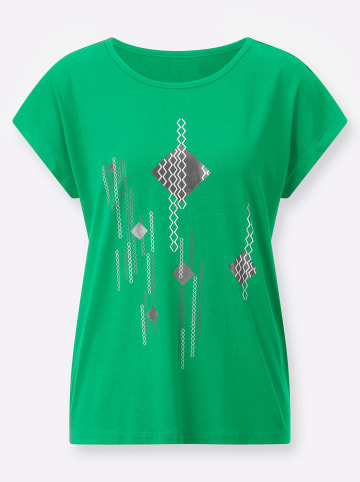 Sieh an! Kurzarm-Shirt in grasgrün-schwarz