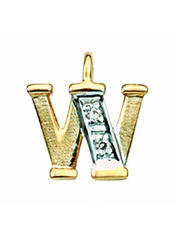 Adeliás Damen & Herren 585 Gold Buchstabenanhänger W mit Diamant in gold