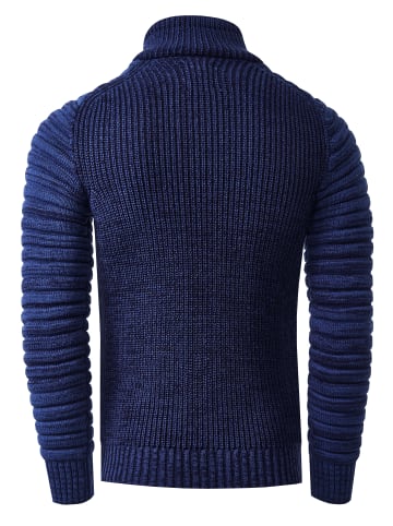 Rusty Neal Biker Grobstrick Stehkragen-Pullover in Indigo