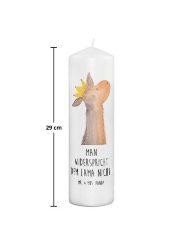 Mr. & Mrs. Panda Kerze Lamakopf König mit Spruch in Weiß