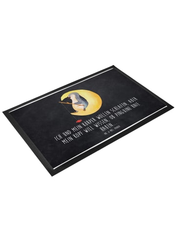 Mr. & Mrs. Panda Outdoor-Matte Pinguin Mond mit Spruch in Kreidetafel
